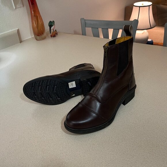 Brown leather zip-up paddock riding boots size 8, by SmartPak - Picture 2 of 3